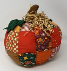 Vtg Main Joy Limited Stuffed Patchwork Quilted Pumpkin Halloween Thanksgiving