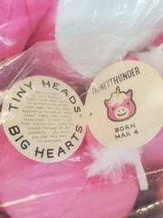 Tiny Headed Kingdom Unicorn Honeythunder Pink White Gold Plush 6.5″ Key Clip