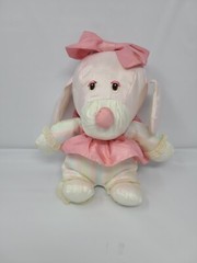 1896 From the World of Smile Vinyl Dog Plush Pink Easter 10″ Vintage