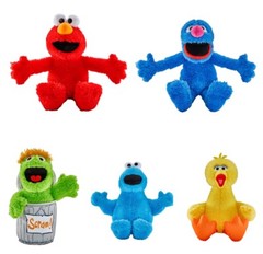 5 Elmo Cookie Monster Grover Oscar Grouch Big Bird Dolls Set 15” Plush Stuffed