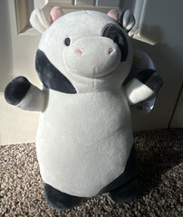 Cow Plush Stuffed Animal Toy White/Black/Pink Small 6-14 in Ages 3-7