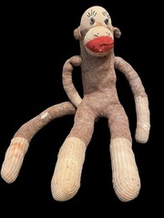 Real 1940’s Rockford Red Heel Sock Monkey Button Eyes Hand Sewn Collect Restore