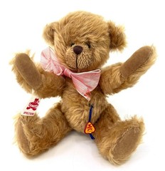 Clemens Spieltiere Teddy Bear 1980s Gold Mohair ID Tags 7.5in Jointed Vtg