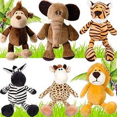 6 Pieces Safari Stuffed Animals Plush Jungle Animal Toys Set for Cute Style