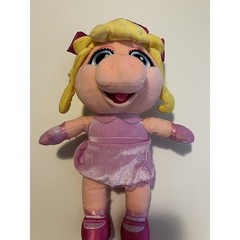 Disney Muppet Babies Miss Piggy Plush 14” Tall Pink Dress & Bow