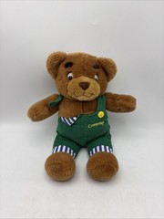 Vintage Eden Corduroy Teddy Bear Plush 1996 Stuffed Animal Green Overalls