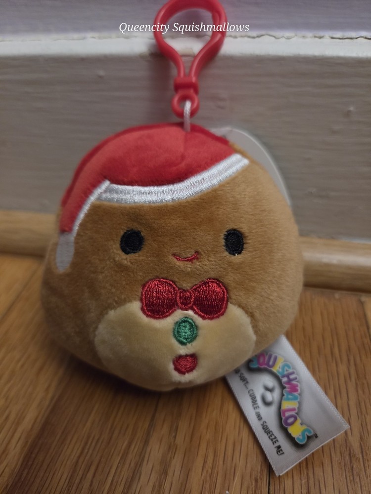 Original Squishmallows 3.5″ Jordan The Gingerbread Boy Plush Clip On Keychain