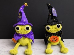 Moonlight Manor Halloween Frog Plush Set Wizard & Witch 2 Pack NWT Decor