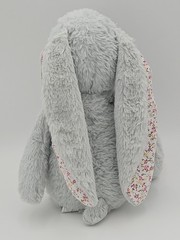Kellytoy Bunny Rabbit Gray Plush Stuffed Animal Crinkle Pink Floral Ears 16″
