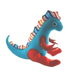 Designosaur Plush Stuffed Animal by Linda Long Blue and Orange 22″ tall