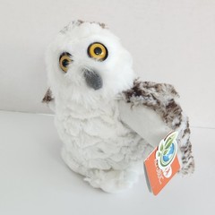 Wild Republic Snow Owl 7″ Realistic Plush White w/Brown Speckle Wings with tags