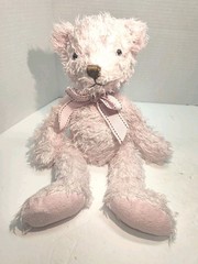 American Greeting Fuzzy & Cuddly Pink Teddy Bear With Pink & Brown Bow 12″