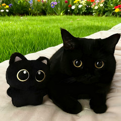 Cute Squeaky Black Cat Plush (2-Pack) – Bag/Keychain Charm, Sweet Couples Gift