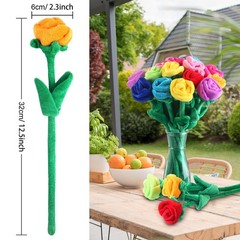 18 Pcs Plush Rose Flower Stuffed Bendable Stems Plush Bouquet Toy Soft Floral…