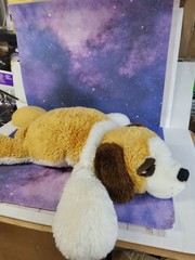Chosun Shaggy Floppy 32″ Dog Laying Down White/ Tan Plush