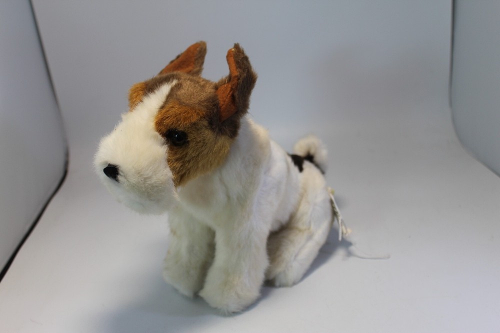 Vintage Aux Nations Plush Tricolor Fox Terrier Stuffed Dog 10″ Tall Puppy France