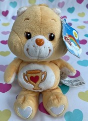 RARE Vintage 2003 Care Bears Champ Bear 8″ 20th Anniv Carlton Cards Trophy Tags