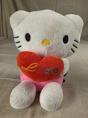 Hello Kitty Plush Holding Red Heart Love Embroidered
