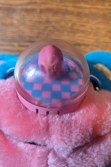 Vintage 1987 Playskool Nosy Bear Chexter Balloon Nose Plush Toy Blue Pink 80s