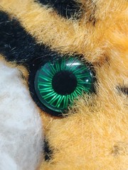 Rushton Company Sitting TIGER Plush Animal Green Eyes Atlanta Ga. VTG 50s-60s