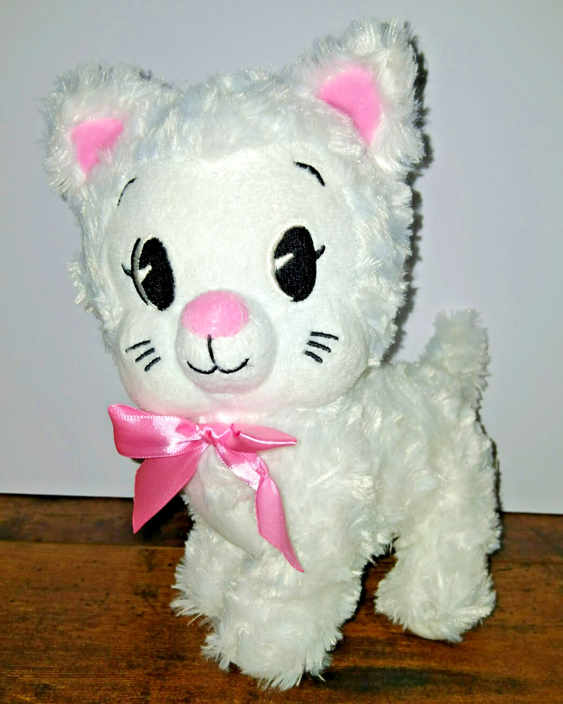 HTF tto Fiesta retro style fluffy white kitty cat plush Valentines 8″ kitten