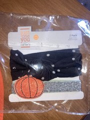 Stuffed Plush Pumpkin Baby Basket With Zipper Filled With New Fall Hair Acc.