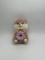 KellyToy Bee Happy Pink Fox Plush Stuffed Animal Holding Donut Doughnut 11″
