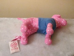 NEW Victoria Secret VS PINK Plush Puppy Dog Polka Dot Blue Shirt Peace Sign