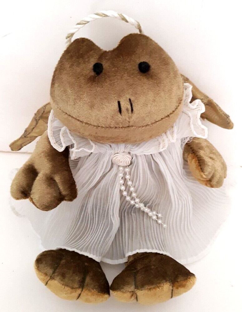 Vintage Russ Glitter & Gold Angel Frog Plush NEW