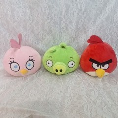 Angry Birds 2022 Pink Red Bird Green Pig Plush Toy Game Lot 4 To 6 Inch Soft
