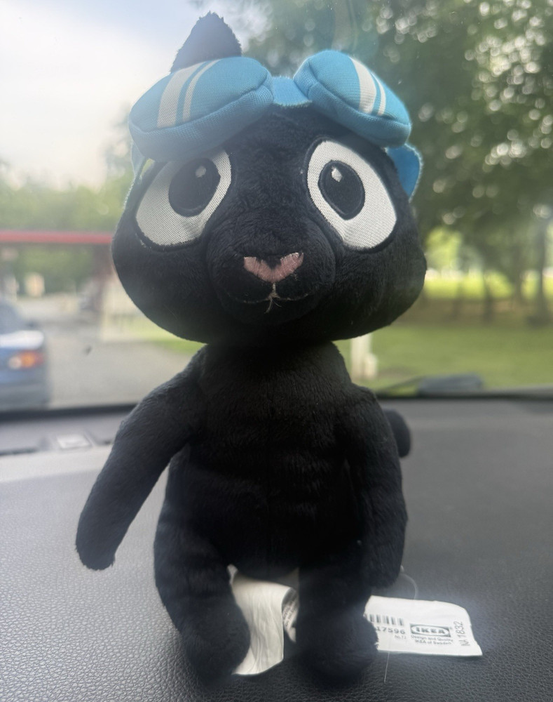 IKEA Klappar Katt Black Cat Plush Stuffed Animal Blue Mask Small Washable