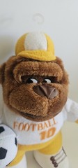 Vtg Brown Gorilla with Side Eyes Holding Football 11.5″ Plush Yellow White RARE