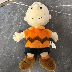 Kohls Charlie Brown Plush Stuffed Doll Brown Orange Shirt Peanuts Gang 10″