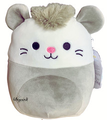 Squishmallows LUANNE The POSSUM 7-8″ Plush, Gray & White Opossum Pink Nose, NEW