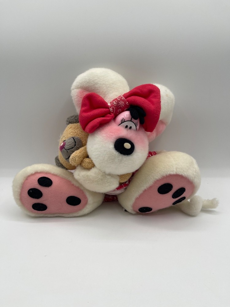 Vintage Diddlina Mouse Red Dress with Bear Plush Depsche Thomas Goletz Germany
