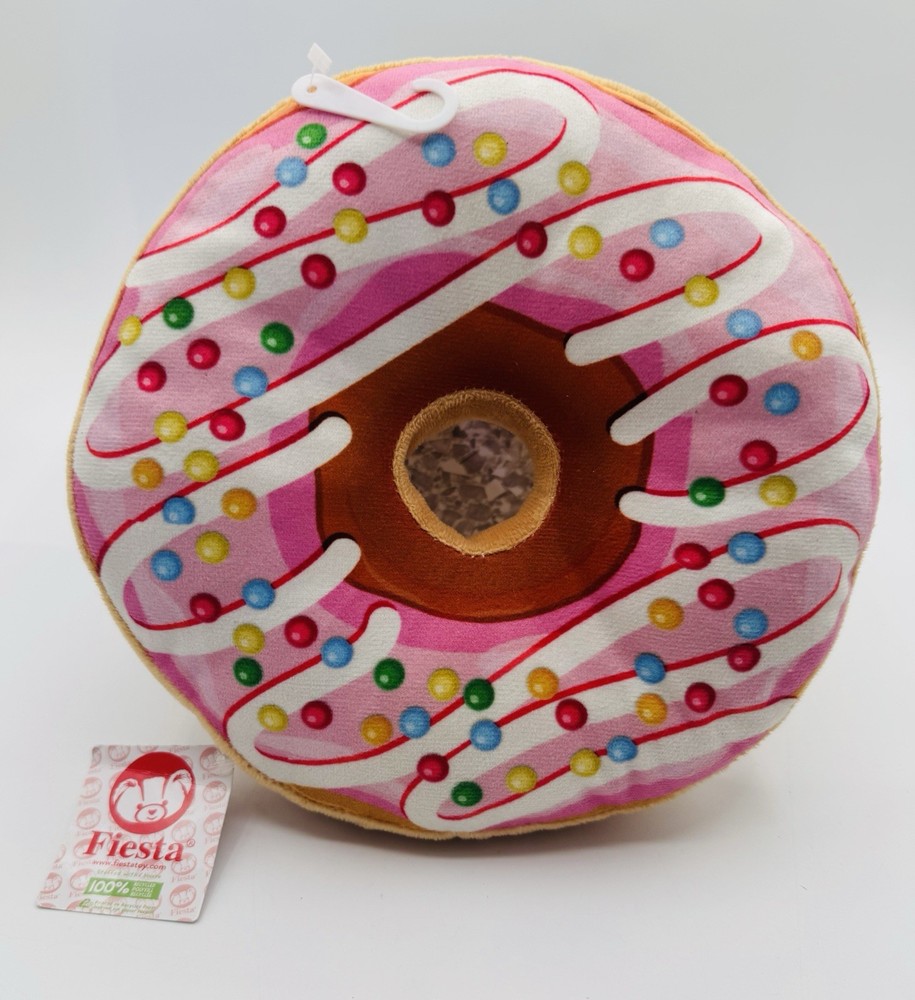 Fiesta 8” Plush Donut Pink White Icing Colorful Multicolored Sprinkles 2024 NWT