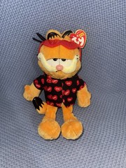 Ty Garfield Beanie New Plush Hearts 2005 Stuffed Doll Toy Vtg Figure Sunglasses