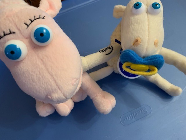 PLUSH #3 PINK SERTA SHEEP & # 1/16 BABY SHEEP