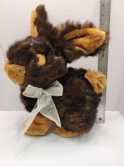 Kellytoy Plush Realistic Bunny Rabbit Chocolate Brown Bow Stuffed Animal Toy