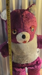 Vintage 1950/ 1960 Carnival Prize Teddy Bear Purple White Plush Colombia Toy 24″