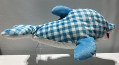 Sea World Blue White Gingham Stuffed Plush Dolphin 14”