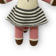 Blabla Suzette the Fox Hand Knit Plush Doll Mini 12” Cotton Pink Green Gray