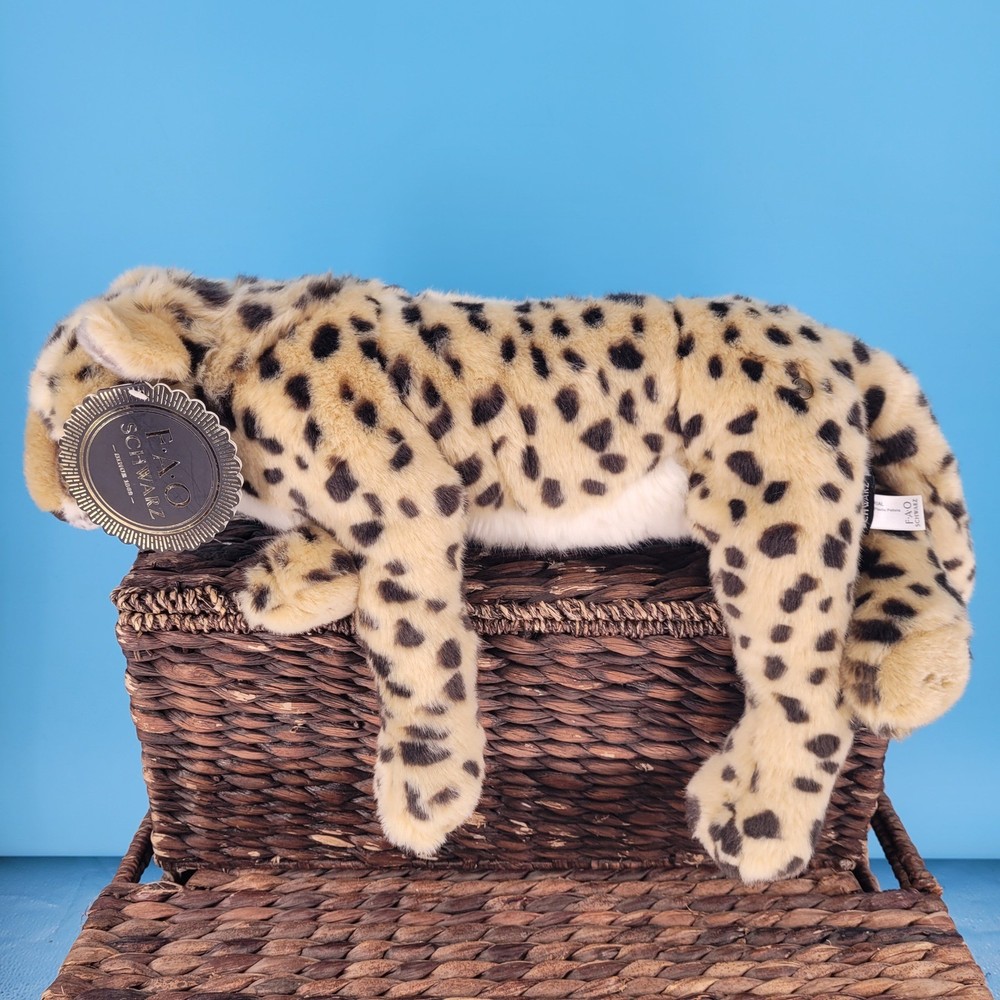 FAO Schwarz Cheetah Leopard Cat Plush Realistic 25″ Stuffed Animal 2017