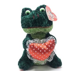 KUDDLE ME TOYS VALENTINE CHENILLE FROG PLUSH HOLDING HEART by KELLYTOY WITH TAG