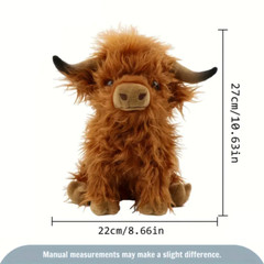 10″ Brown Highland Cattle Cow Plush Toy – New