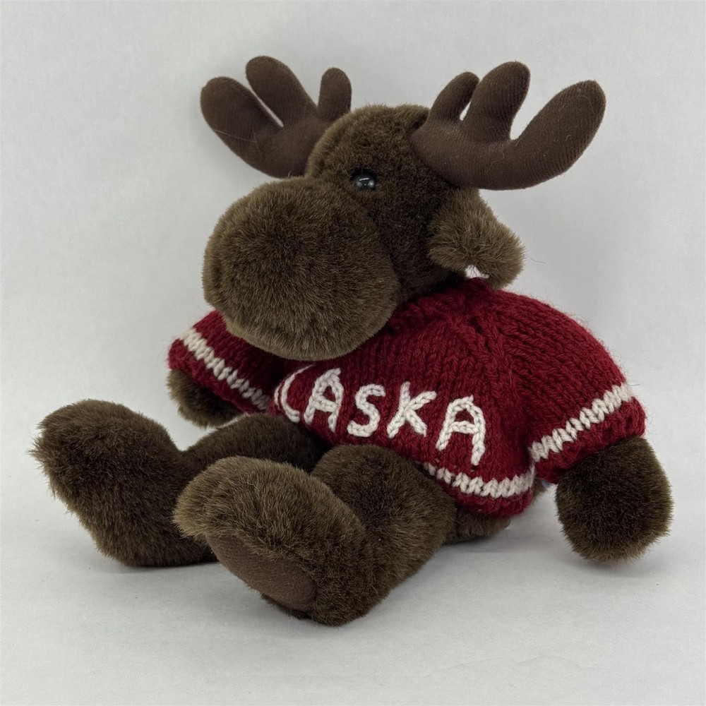 Arctic Circle Enterprises Brown Alaska Moose Plush Animal W/ Knit Sweater 13″