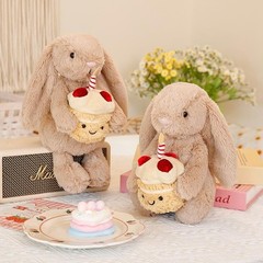 1pc,31cm Bonnie Rabbit Holding Birthday Cake Plush Animals Cute Bunny for gift