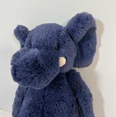 Jellycat Bashful Dark Blue Elephant White Husks Plush Stuffed Animal 12 Inch
