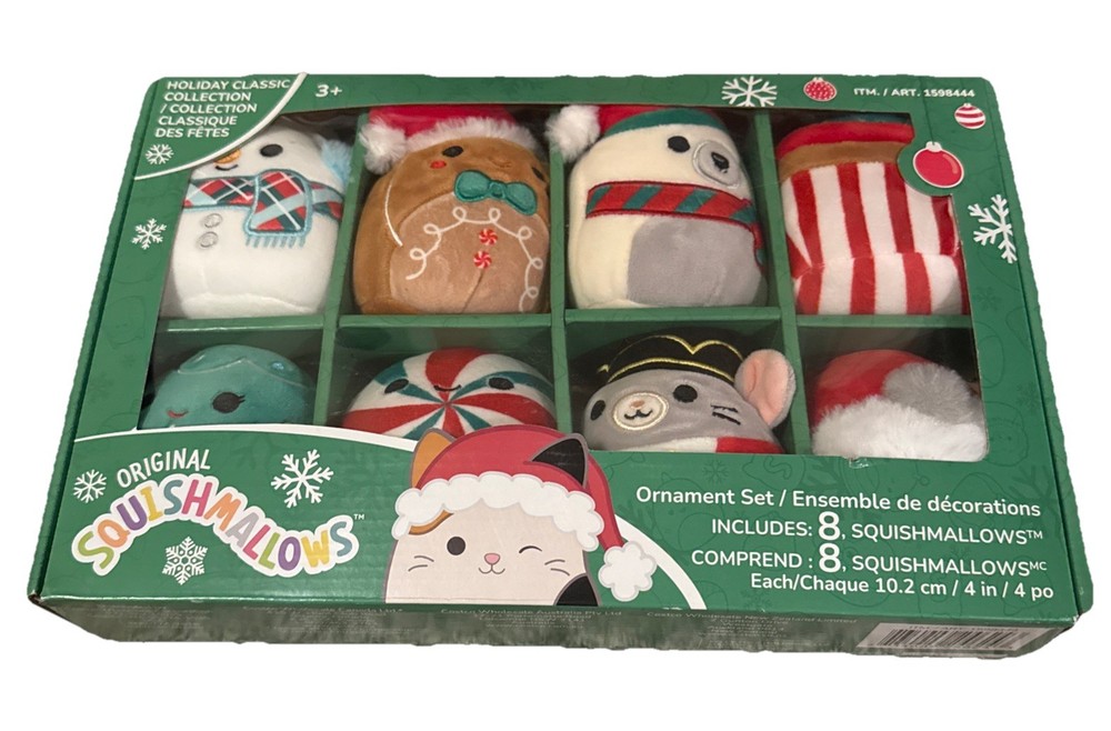 Squishmallows Winter Holiday 8 Pack 4″ Plush Ornament Set Collection 2022