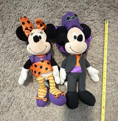 Disney Mickey & Minnie Mouse Halloween Plush Stuffed Animals Set Small 2021
